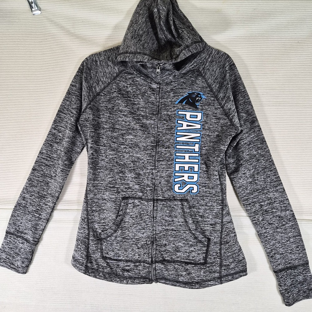 Carolina Panthers Women's Medium Full Zip Hoodie Gray Space Dye NFL Team Apparel